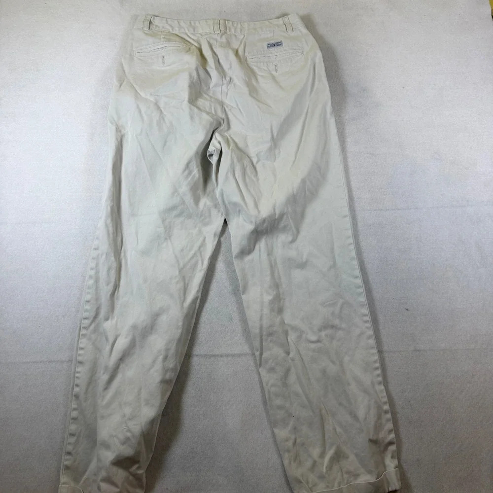 Polo Ralph Lauren Mens Pleated Chinos Beige Tan Cotton Cuffed‎ Pants 32x30 7213